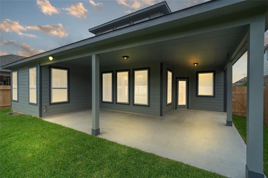 A closer look at this extended covered patio.