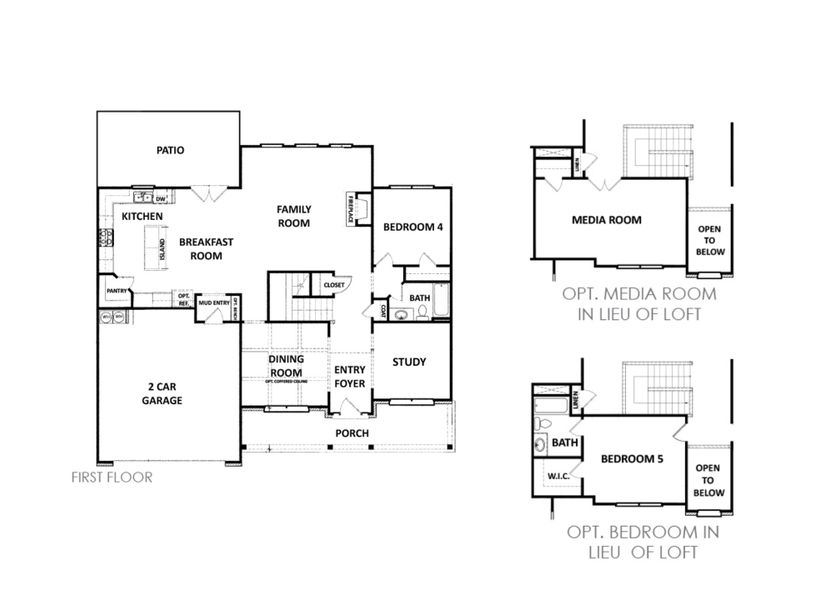 2D floor plan layout for the (GA)The Wilmington | Front Entry by Reliant Homes in Spring Creek, Monroe, GA (Image 3).
