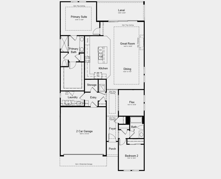 2D floor plan layout for the Rocca by Taylor Morrison in Esplanade at St. Marys, St. Marys, GA (Image 3).