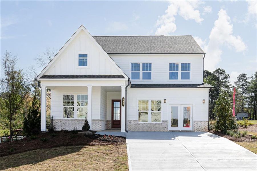 Front exterior of a new home in , Powder Springs, GA, highlighting curb appeal (Image 21).