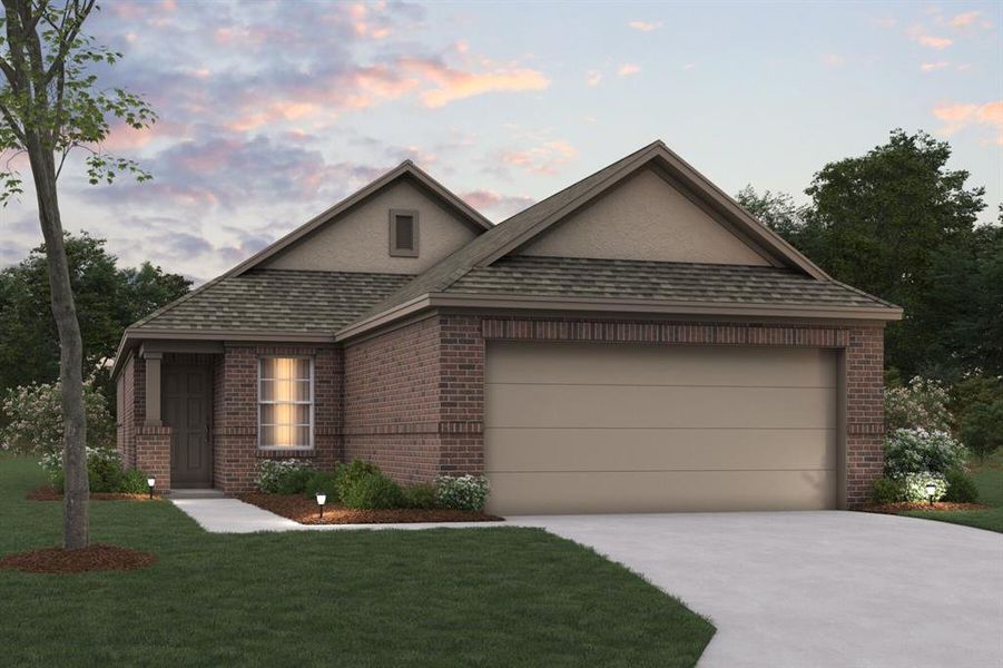 Front exterior of a new home in Elevon, Lavon, TX, highlighting curb appeal (Image 22).