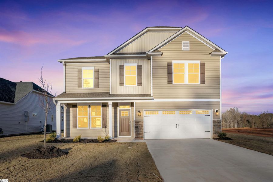 Front exterior of a new home in Lynbrook, Boiling Springs, SC, highlighting curb appeal (Image 1).