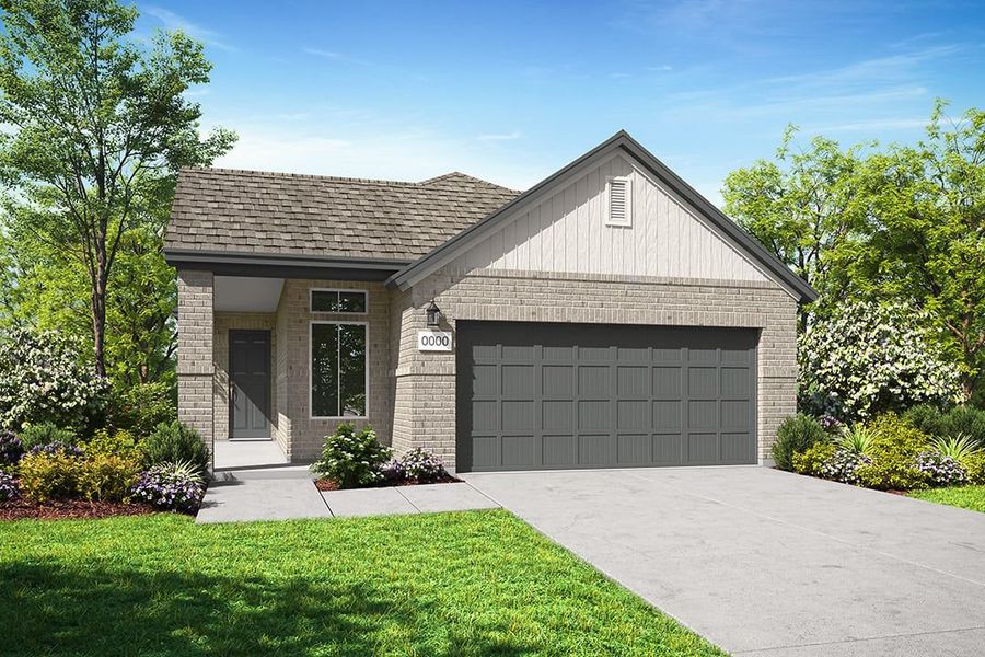 Representative exterior photo of a completed home built from the Arbor by Tri Pointe Homes in Terrace Collection at Lariat, Liberty Hill, TX (Image 1). Representative exterior photo of a completed home built from the Arbor by Tri Pointe Homes in Terrace Collection at Lariat, Liberty Hill, TX (Image 1).