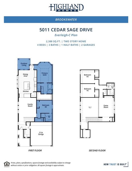 2D floor plan layout of this home in Brookewater, Rosenberg, TX (Image 2).