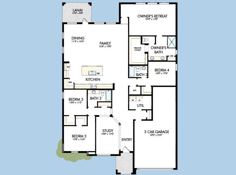 2D floor plan layout for the The Chadworth by David Weekley Homes in Southwind – Executive Series, Plant City, FL (Image 4). 2D floor plan layout for the The Chadworth by David Weekley Homes in Southwind – Executive Series, Plant City, FL (Image 4).