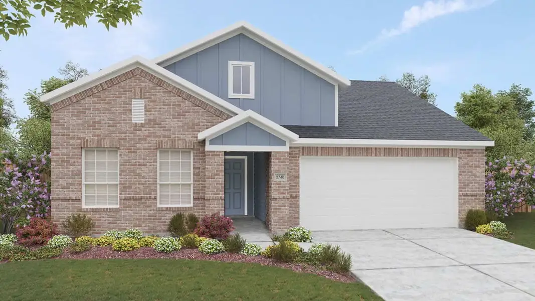 Representative exterior photo of a completed home built from the Meyerson by DRB Homes in Calumet, Jarrell, TX (Image 5).