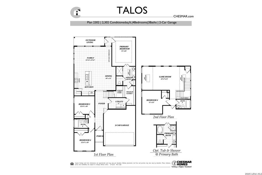 2D floor plan layout of this home in Prominence, San Antonio, TX (Image 5).