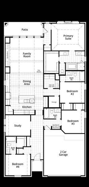 2D floor plan layout for the Hampton by Highland Homes in Riceland: 50ft. lots, Mont Belvieu, TX (Image 4). 2D floor plan layout for the Hampton by Highland Homes in Riceland: 50ft. lots, Mont Belvieu, TX (Image 4).