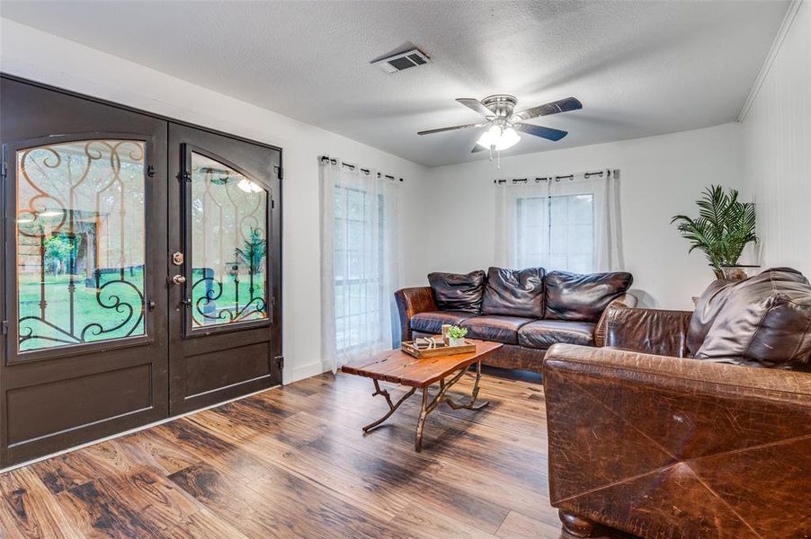 Living room featuring french doors