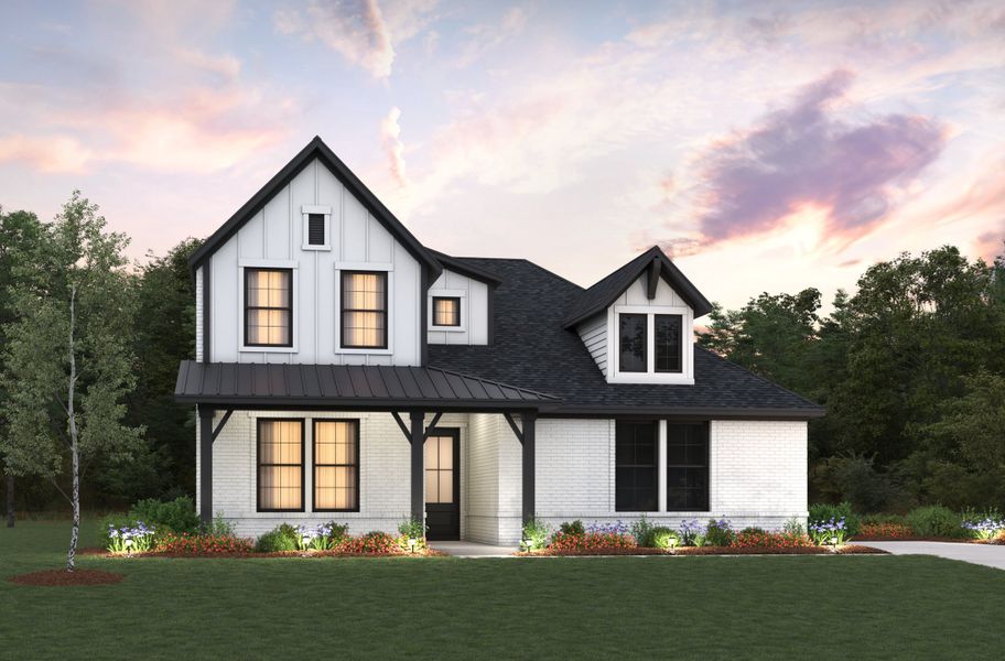 Representative exterior photo of a completed home built from the Huntsville by Beazer Homes in Timber Hollow, Magnolia, TX (Image 4).