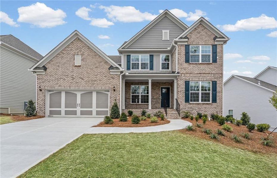 Front exterior of a new home in Sierra Creek, Hoschton, GA, highlighting curb appeal (Image 28).