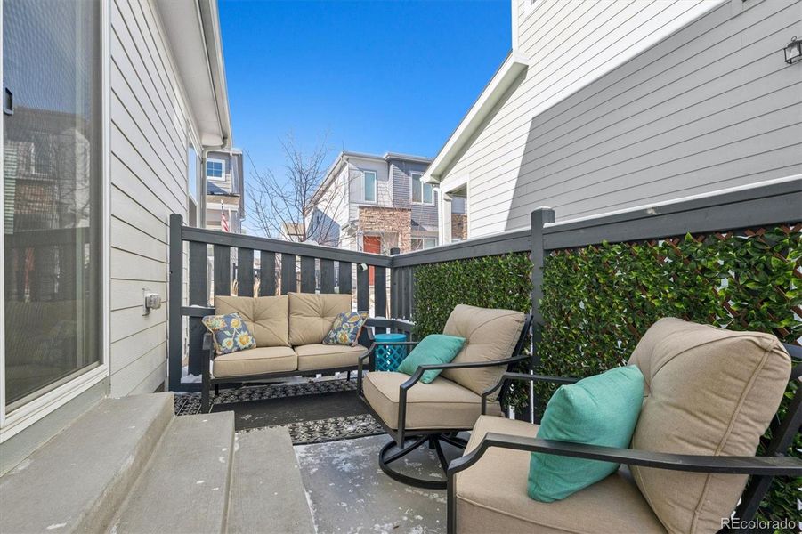 Private patio with gas line for grill Private patio with gas line for grill