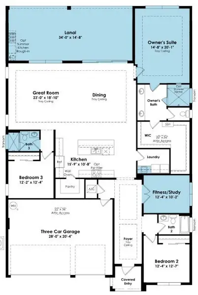 2D floor plan layout of this home in Esprit at Avenir, Palm Beach Gardens, FL (Image 4).