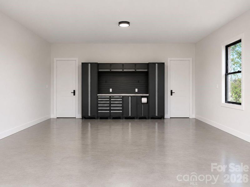 Two car garage leads into the homes drop zone and mudroom with a dedicated garage storage closet. Two car garage leads into the homes drop zone and mudroom with a dedicated garage storage closet.