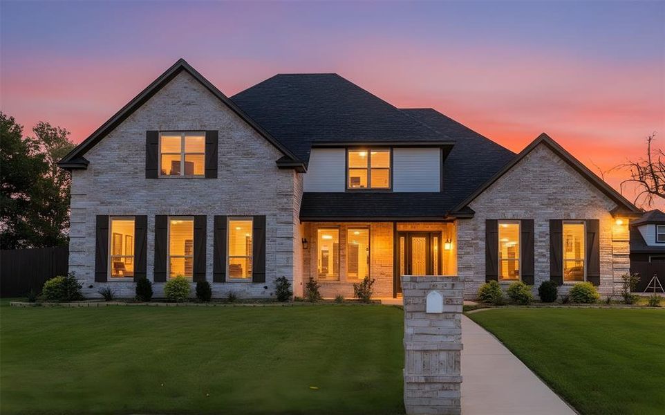 View of front of house featuring roof with shingles, covered porch, and brick siding View of front of house featuring roof with shingles, covered porch, and brick siding