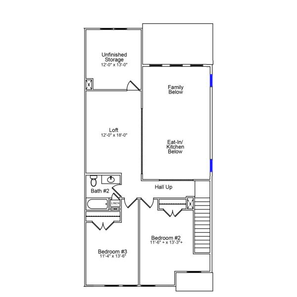2D floor plan layout of this home in Ovation at Sweetbrier, Durham, NC (Image 3).