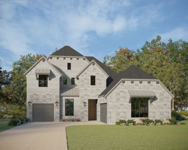Plan 694 Elevation B with Stone