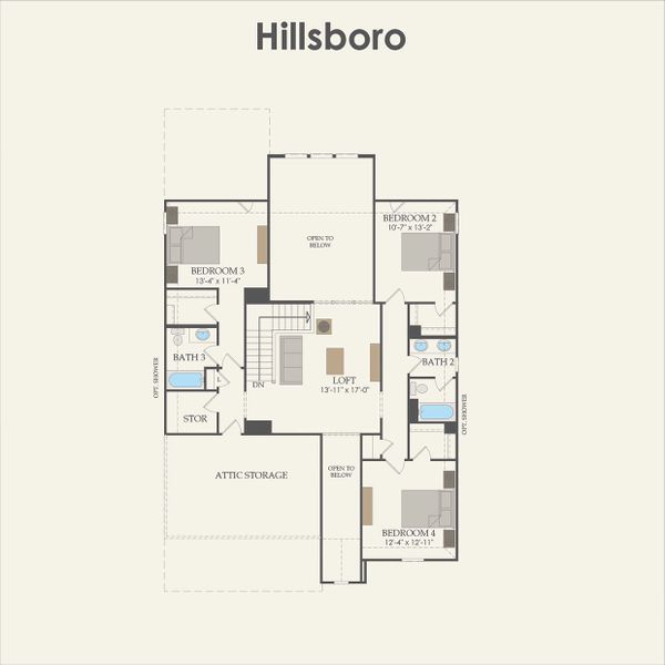 2D floor plan layout for the Hillsboro by Pulte Homes in Blue Creek Trails, Richmond, TX (Image 3). 2D floor plan layout for the Hillsboro by Pulte Homes in Blue Creek Trails, Richmond, TX (Image 3).