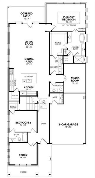 2D floor plan layout of this home in The Grove Frisco, Frisco, TX (Image 3).