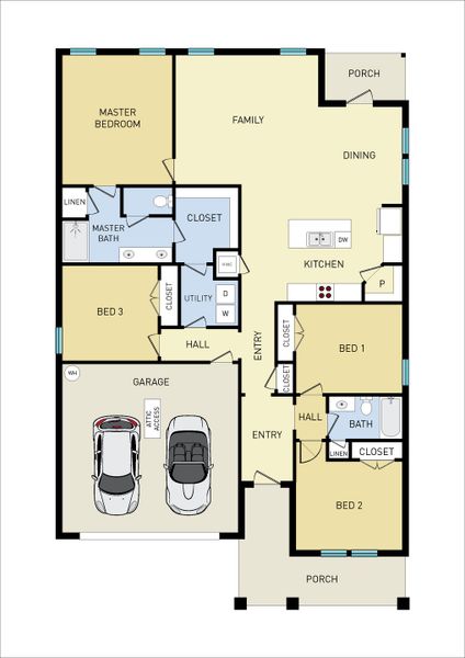 2D floor plan layout for the Elizabeth by CJL Homes in Barton's Bend, Crestview, FL (Image 4). 2D floor plan layout for the Elizabeth by CJL Homes in Barton's Bend, Crestview, FL (Image 4).