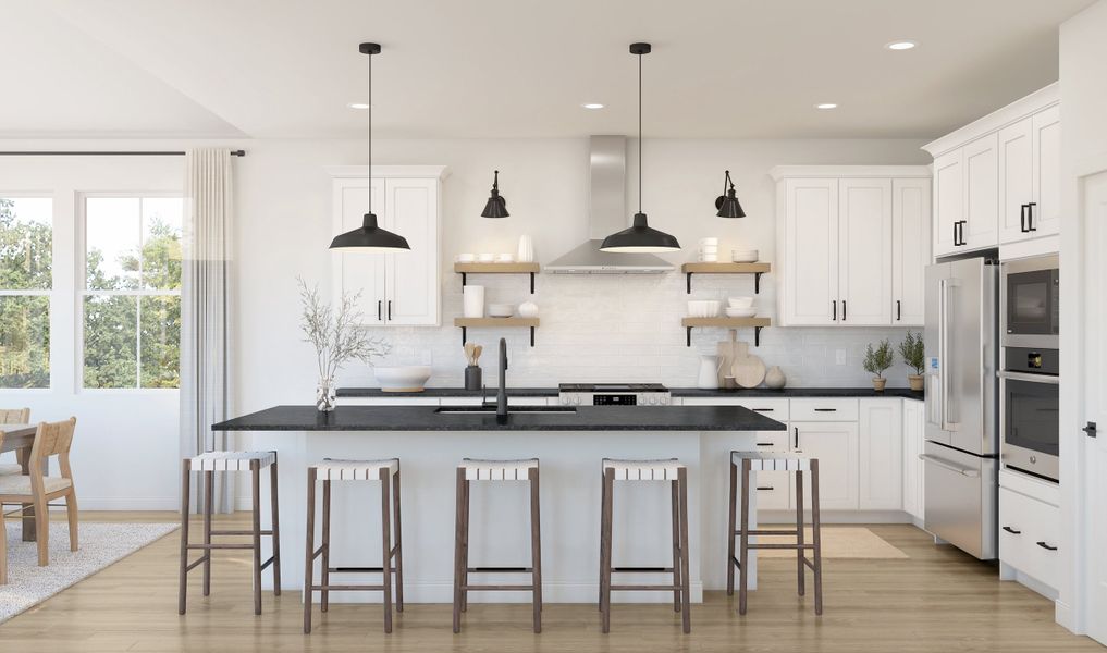 Kitchen with bold granite countertops Kitchen with bold granite countertops