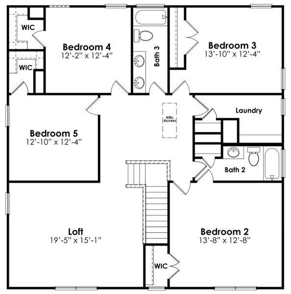 2D floor plan layout for the TILLMAN by D.R. Horton in Shell Pointe, Gilbert, SC (Image 4).