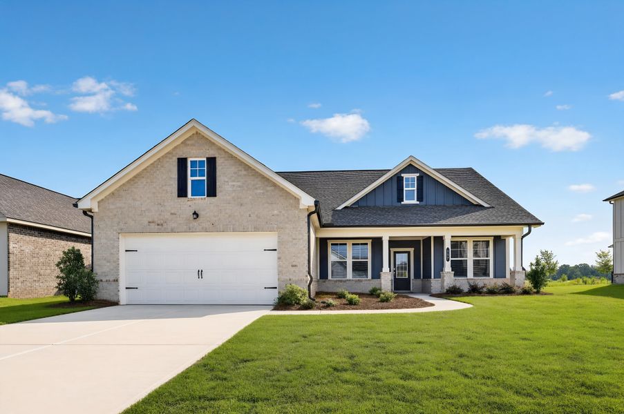 Front exterior of a new home in Planter's Ridge, Kathleen, GA, highlighting curb appeal (Image 1). Front exterior of a new home in Planter's Ridge, Kathleen, GA, highlighting curb appeal (Image 1).