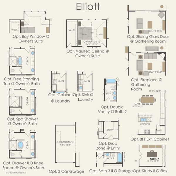 2D floor plan layout for the Elliott by Pulte Homes in West Cypress Hills, Spicewood, TX (Image 4). 2D floor plan layout for the Elliott by Pulte Homes in West Cypress Hills, Spicewood, TX (Image 4).