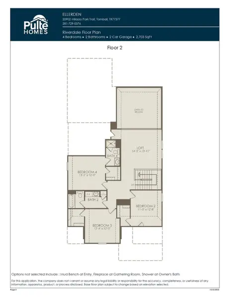 2D floor plan layout of this home in Ellerden, Tomball, TX (Image 2).