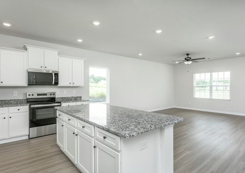 Spacious kitchen island.