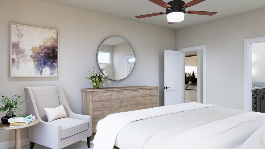 Primary Bedroom | Jaxon | Sage Collection – Freedom at Anthem in Kyle, TX by Landsea Homes