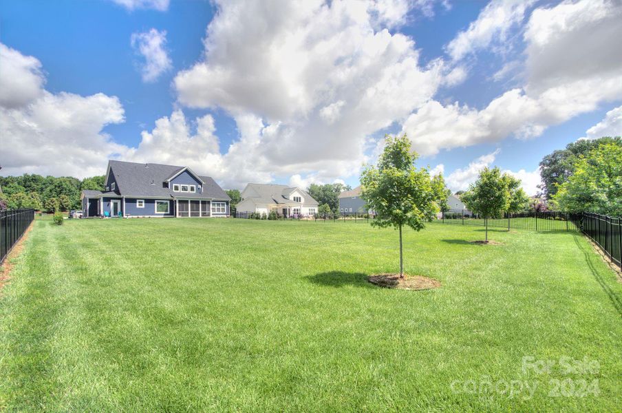 Beautiful level back yard- fully fenced