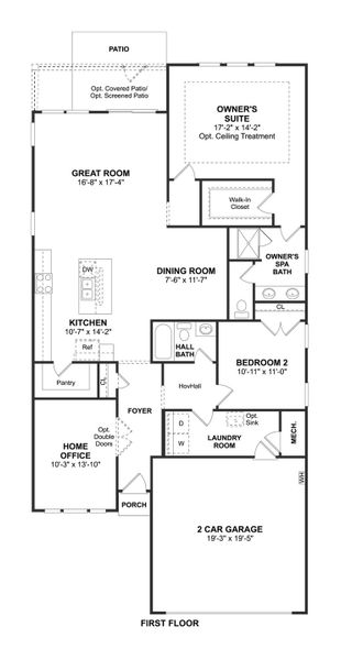2D floor plan layout for the Grenada by K. Hovnanian® Homes in K. Hovnanian's® Four Seasons at Carolina Oaks, Bluffton, SC (Image 3).