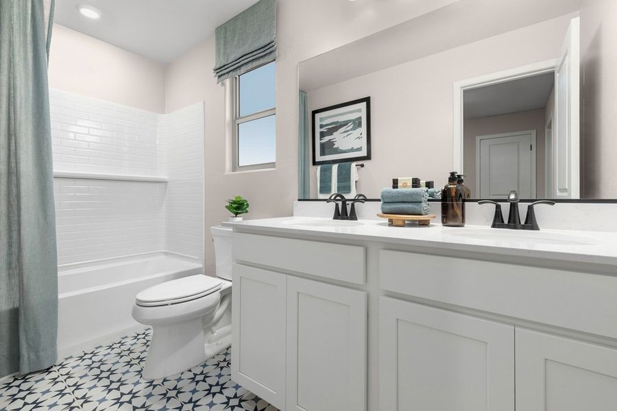 Optional dual-sink vanity at bath 2