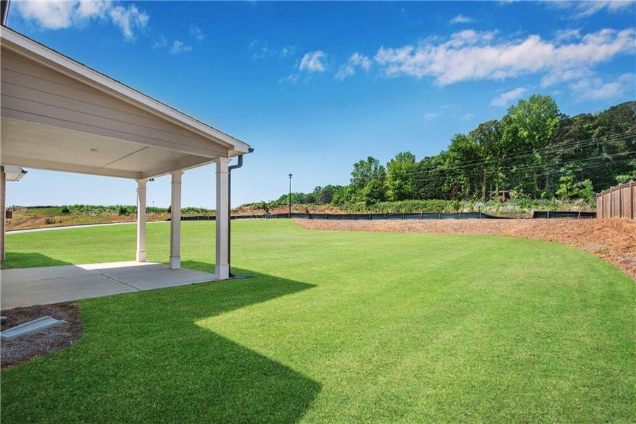 Exterior details and patio area of a home in Hidden Fields, Hoschton (Image 28).