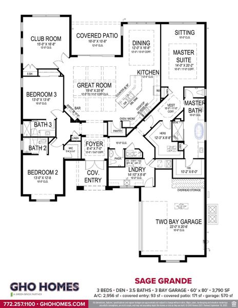 2D floor plan layout for the Sage Grande by GHO Homes in Belterra, Port St. Lucie, FL (Image 8).