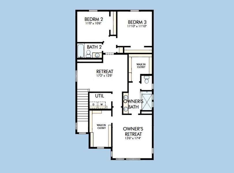 2D floor plan layout for the The Devin by David Weekley Homes in Baseline Peaks Collection, Westminster, CO (Image 4).