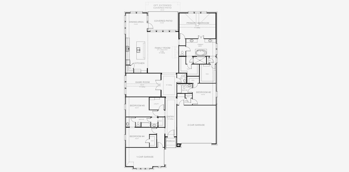 2D floor plan layout for the 2885W by Perry Homes in The Highlands 60', Porter, TX (Image 4). 2D floor plan layout for the 2885W by Perry Homes in The Highlands 60', Porter, TX (Image 4).