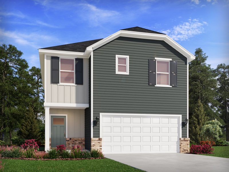 Front exterior of a new home in Avalon Place - Classic Series, Durham, NC, highlighting curb appeal (Image 1). Front exterior of a new home in Avalon Place - Classic Series, Durham, NC, highlighting curb appeal (Image 1).
