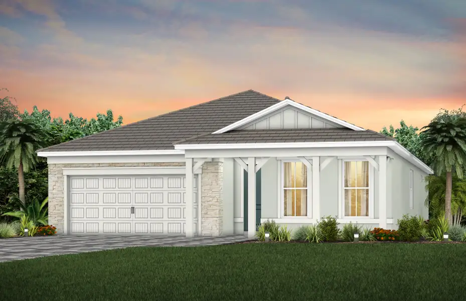 Front exterior of a new home in Costa Pointe, Vero Beach, FL, highlighting curb appeal (Image 1). Front exterior of a new home in Costa Pointe, Vero Beach, FL, highlighting curb appeal (Image 1).