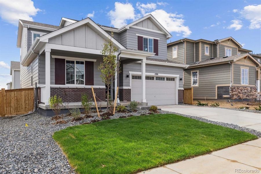 Exterior details and patio area of a home in Floret Collection at Parkdale Commons, Lafayette (Image 2).