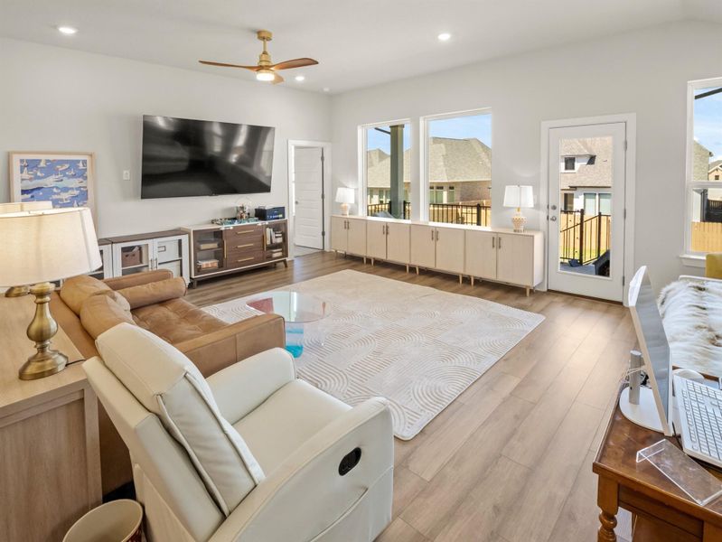 Furnished interior view inside a new home in The Colony, Bastrop (Image 8). Furnished interior view inside a new home in The Colony, Bastrop (Image 8).