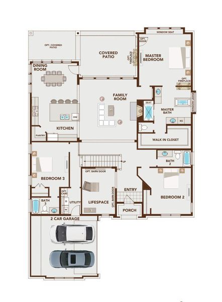 2D floor plan layout for the Grand Whitehall by Grand Homes in Frisco Hills, Little Elm, TX (Image 2). 2D floor plan layout for the Grand Whitehall by Grand Homes in Frisco Hills, Little Elm, TX (Image 2).