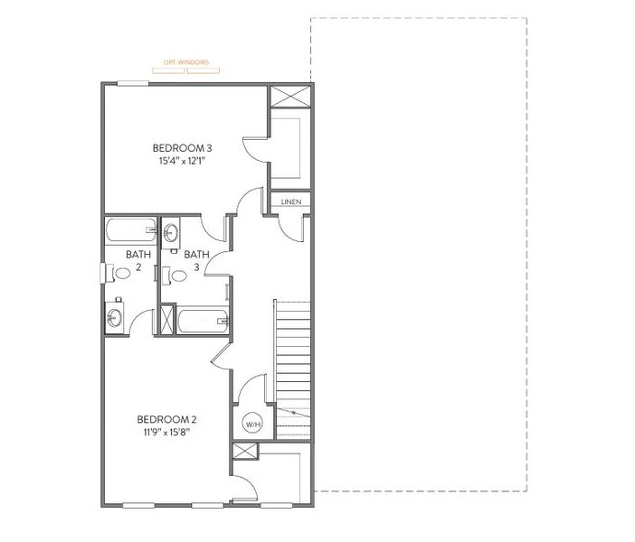 2D floor plan layout for the Devin by True Homes in Westbrook Falls, Colfax, NC (Image 6).