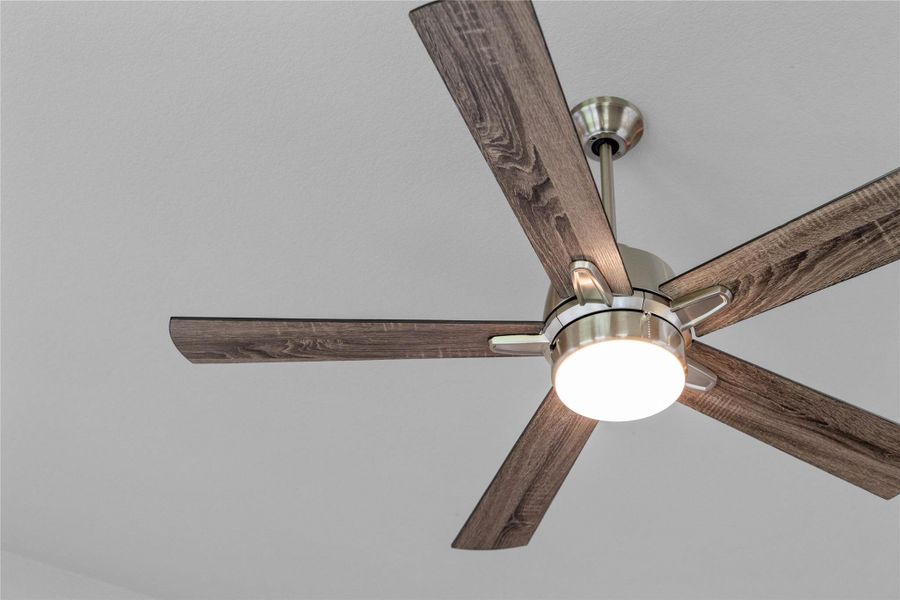 This modern ceiling fan combines industrial flair with contemporary efficiency, making it a stylish and functional addition to any living space or bedroom.