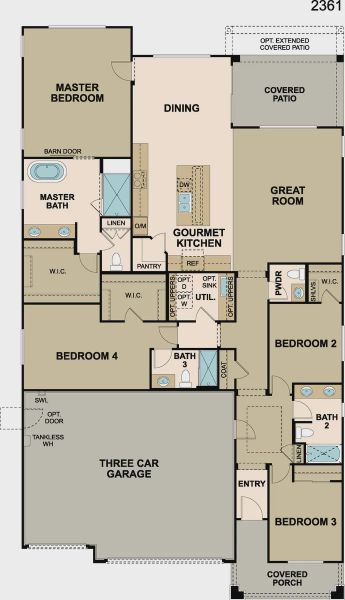 2D floor plan layout of this home in Forté at Granite Vista, Waddell, AZ (Image 3).