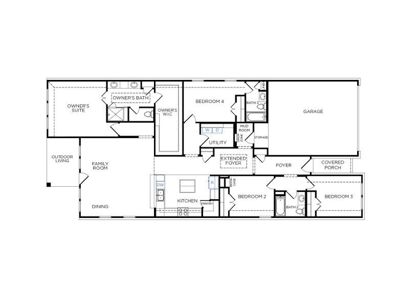 2D floor plan layout for the Amalfi by Tricoast Homes in River Ranch 55', Dayton, TX (Image 3).
