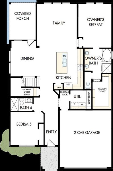 2D floor plan layout of this home in The Preserve at Five Oaks, Lebanon, TN (Image 2).