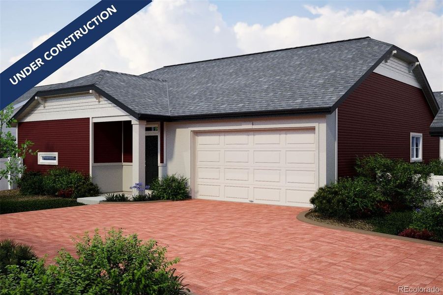 Front exterior of a new home in The Reserve, Aurora, CO, highlighting curb appeal (Image 1).