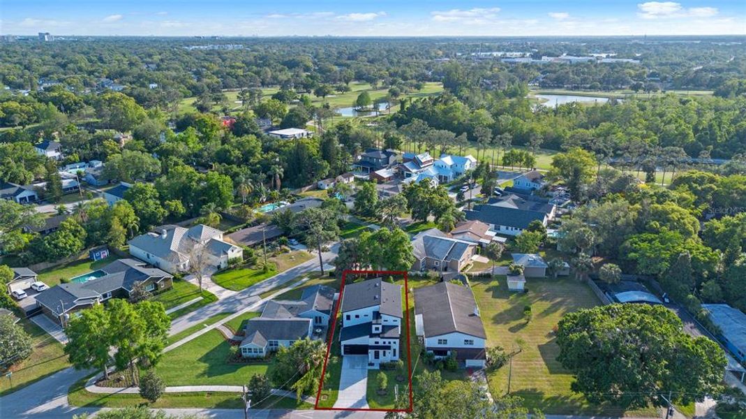Looking toward the Shops on Edgewater Dr. and Bishop Moore Catholic High School